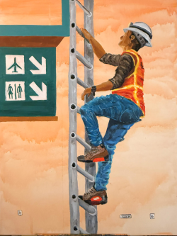 Construction Worker on a Ladder